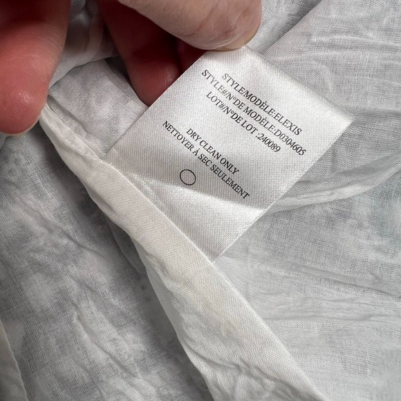 Theory Women's 4 White Blue Printed Eyelet Fit Flare Dress Sleeveless - Picture 7 of 9